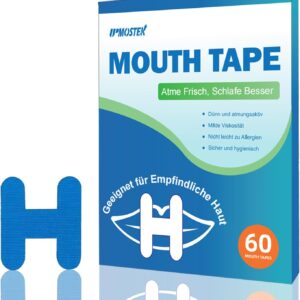 Mundpflaster Schlafen, 60 Stück H-Shape Mouth Tape for Sleeping, Anti Schnarch Schlafpflaster und Mund Tape, Hilft Gegen Schnarchen und Entwickelt Nasenatmungsgewohnheiten (Blau)