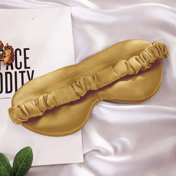 THXSILK 22 Momme Seide Schlafmaske Augenmaske Schattierung Augenbinde Reisen Nachtmaske Tragbarer mit Gummiband für Frauen und Herren, Gold – Bild 2