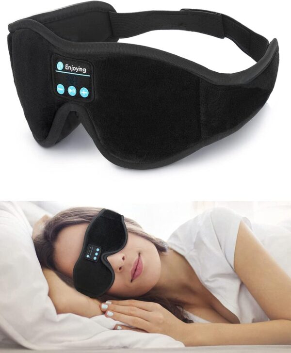 Usoun Schlafkopfhörer, Bluetooth-Augenmaske, 3D-Schlafmaske, Kopfhörer, integrierter HD-Lautsprecher, kabelloser Musik-Stirnband, Schlaflosigkeit, tolles Geschenk für Männer und Frauen