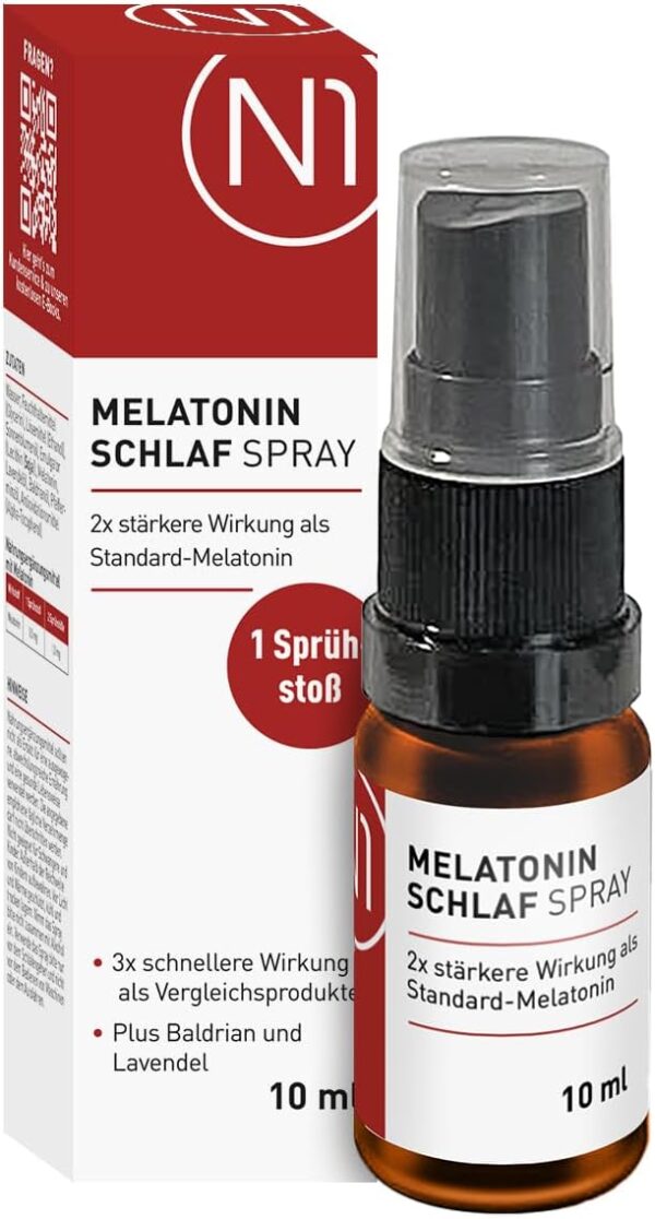N1 Melatonin Schlaf Spray - Studie belegt: hilft dir 3x schneller als Standard Melatonin - 71 Tage Vorrat - Melatonin Einschlafspray mit Baldrian & Lavendel, 10 ml VirX