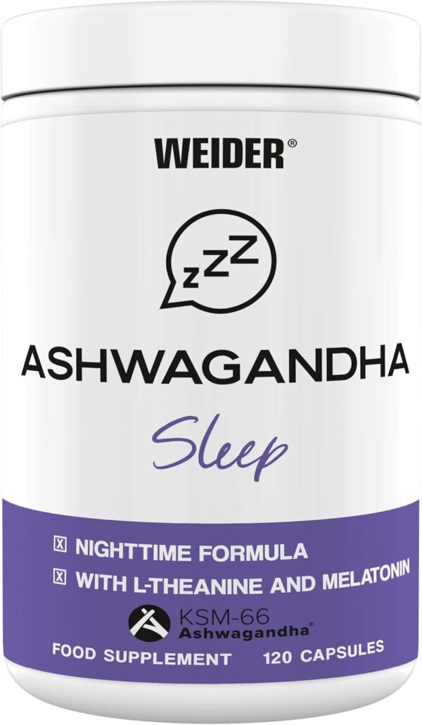 Weider Ashwagandha Sleep - KSM-66 Ashwagandha, L-Theanin, Glycin & Melatonin für Stressabbau & verbesserten Schlaf - 120 Kapseln