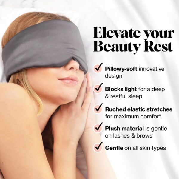 Kitsch Verdunkelungs-Satin-Schlafmaske, weicher als echte Maulbeerseide, weiche druckfreie Augenbinde für geschwollene Augen mit verstellbaren Trägern, gewichtete Augenmaske zum Schlafen, für Damen – Bild 4