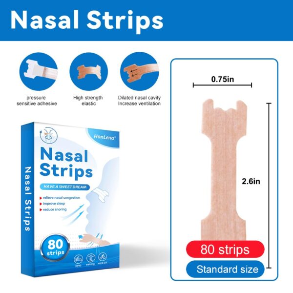 Nasenpflaster Schnarchen,80 Stück Nasenpflaster Besser Atmen,Nasal Strips,Schnupfen,Allergien, Anti Schnarch Pflaster für Sport und Schlaf,Anti Schnarch Pflaster – Bild 3