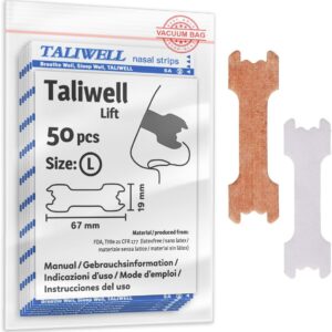 Taliwell Nasenpflaster 50 Stück L Large, Besser Atmen beim Schlafen, Sport, Schnupfen, Nasenstrips gegen Schnarchen, Anti-Schnarch-Pflaster Stopper