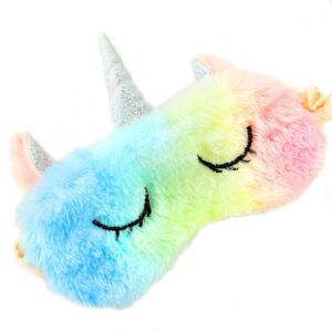 Augenmaske zum Schlafen Annimal Eye Mask Plüsch Cartoon Einhorn für erwachsene Kinder, 3D Süße Augenmaske Einhorn Breathable Eyeshade Ideal für Reisen Nickerchen … (Farbe)