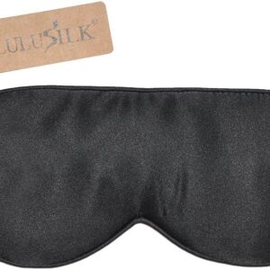 LULUSILK 100% Seide Verstellbare Schlafmaske Augenmaske Schlafbrille für Damen und Herren, Schwarz
