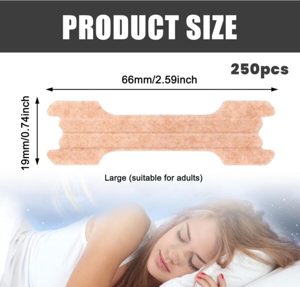 250 Pcs Nasenpflaster Schnarchen, Schnarchstopper Nasenpflaster, Schnarchstoppe, Nasenstrips Gegen Schnarchen, Nosestrips Für Sport Schlafgegen Anti-Schnarch-Pflaster Besser Atmen Nasenstrips Größe L – Bild 3
