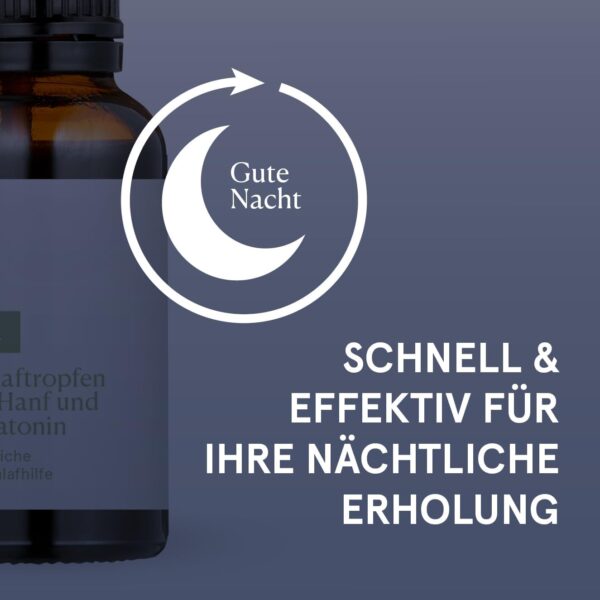 Schlaftropfen mit Melatonin und Hanfsamenextrakt | 100% natürliche Tropfen in Apothekenqualität | Verkürzung der Einschlafzeit | Jetlag Linderung | 30ml – Bild 6