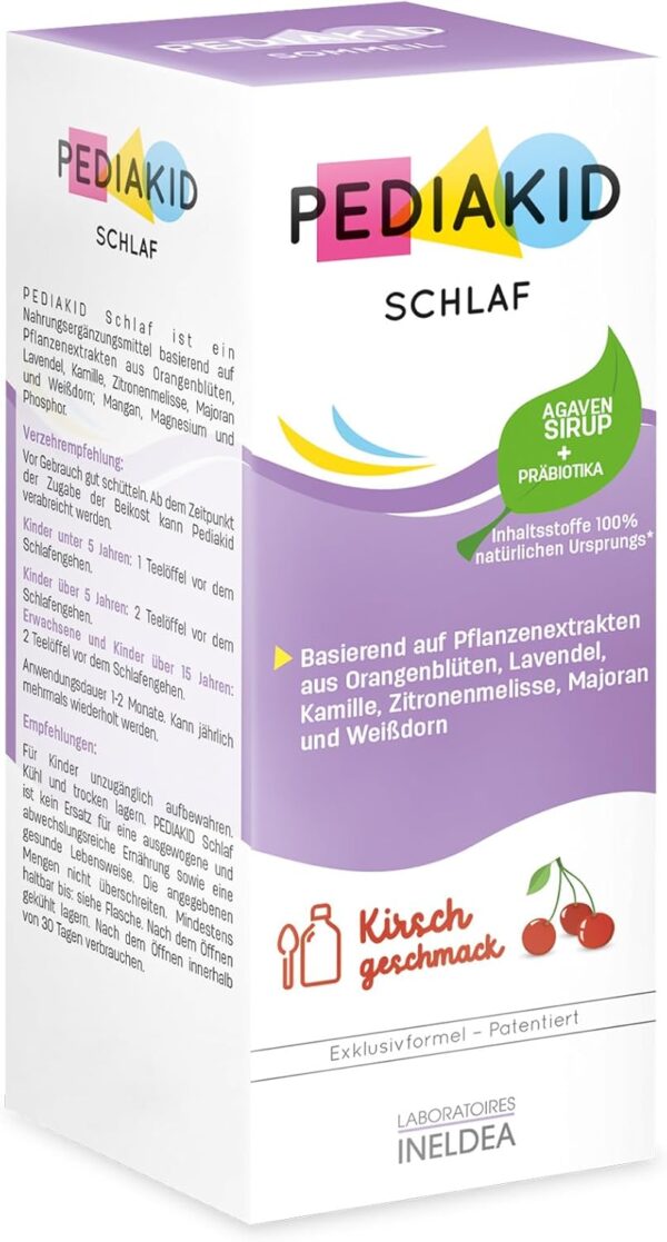 PEDIAKID - SCHLAF - Nahrungsergänzungsmittel auf der Grundlage von Pflanzenextrakten und Mineralien - Verbessert die Schlafqualität und fördert das Einschlafen - 250ml