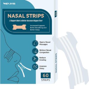 Nasenpflaster Besser Atmen, 60 Stück Anti Schnarch Transparent Nose Strips, Den Schlaf Verbessern, Nasenstrips Geeignet zum Schlafen und Trainieren, Nasenpflaster Lindert Verstopfte Nase (61 x 21 mm)