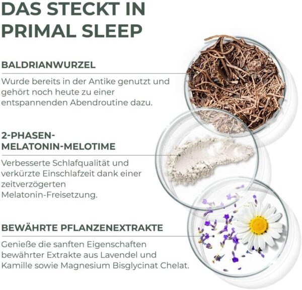 Primal Harvest® Schlaf Gut Kapseln (60 Stk) – Natürliche Mischung mit Apigenin, L-Tryptophan, Kamille und Baldrian - Kräutermischung als Melatonin-Alternative - In Deutschland hergestellt – Bild 6
