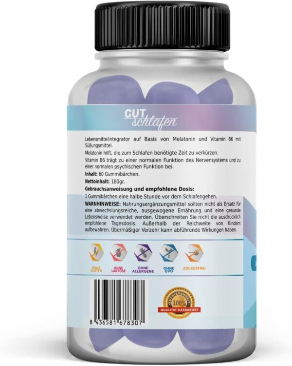Healthy Fusion SCHLAFEN SIE GUT | 100% reines sublinguales Melatonin + B6 | Schnelle Absorption für tiefen, erholsamen Schlaf | Einschlafen & Durchschlafen leicht gemacht | 60 Kapseln – Bild 7
