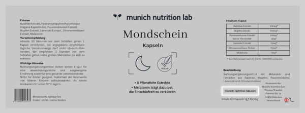 Mondschein Schlafkapseln mit 5 pflanzlichen Extrakten & Melatonin - Hochkonzentrierte Vegane Rezeptur mit Baldrian, Hopfen, Lavendel & mehr - Laborgeprüfte Qualität - 60 Kapseln für 2 Monate – Bild 6