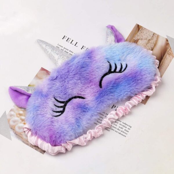 Schlafmaske Kinder, Ultraweich Schlafmaske Kinder Mädchen 3D Süße Tiere Schlafbrille Kinder für Mädchen Jungen Damen Nickerchen Reisen (Lila,Einhorn) – Bild 5