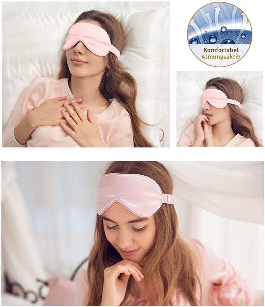 YUNCHI 100% Schlafmaske Seide Frauen Damen Herren Bequem Bio Satin Schlafbrille Silk Sleeping Eye Mask Augenmaske 19 Momme Reine Maulbeerseide Stoff Augenbinde Zum Schlafen (Rosa) – Bild 6