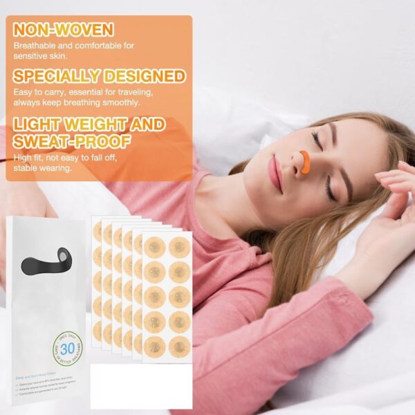 60 Stück Nasal Strips, Breathing Nasal Strip Anti Schnarch Nose Strips Magnetischer Nasenstreifen Sicheres und Wirksames Nasenpflaster Besser Atmen Für Geschäftsreise, Auto, Reisen, Hotel – Bild 5