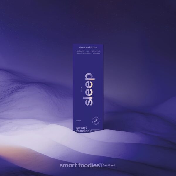 Smart Foodies Functional Smart Sleep – Melatonin Tropfen 1mg mit Zink, Baldrianwurzel, GABA, Melisse & Tryptophan, Einschlafhilfe, Vegan, Ohne Alkohol & Süßstoffe, Natürliche Schlafqualität – Bild 2
