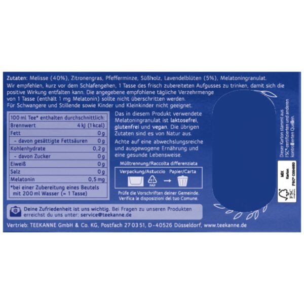 TEEKANNE Besser Einschlafen Kräutertee mit Melatonin, 10 Packungen x 18 Beutel (10x 30,6g) – Bild 6