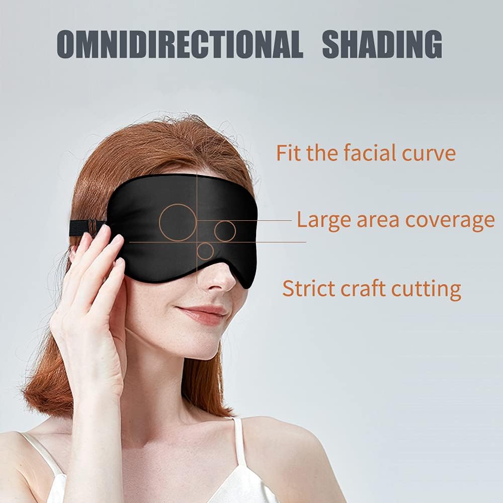 OLESILK 2er Set Verstellbare Seide Schlafmaske 100% Maulbeerseide Augenmaske zum Schlafen für Damen und Herren, Unisex Set für zu Hause oder auf Reisen, Schwarz + Pfirsischrosa – Bild 2