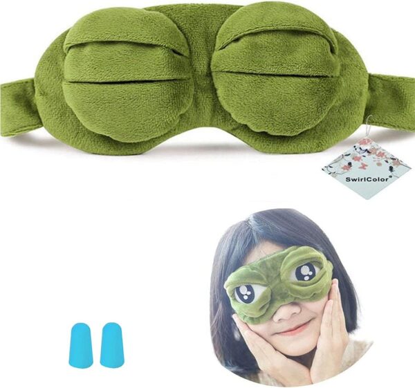 SwirlColor Schlafmaske Augenbinde Augenklappe Kreative Cartoon Frosch Augenmaske Augenabdeckung Flaum Cute Augenmaske (1) – Bild 6