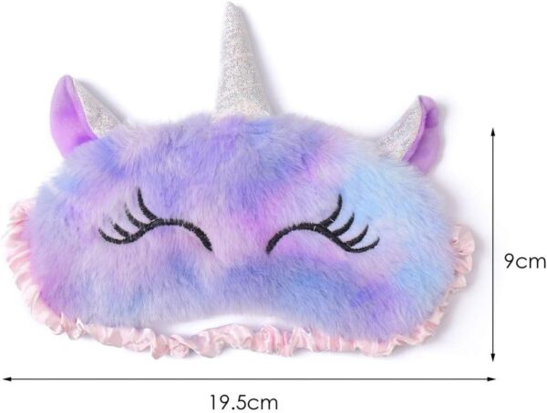 Schlafmaske Kinder, Ultraweich Schlafmaske Kinder Mädchen 3D Süße Tiere Schlafbrille Kinder für Mädchen Jungen Damen Nickerchen Reisen (Lila,Einhorn) – Bild 2