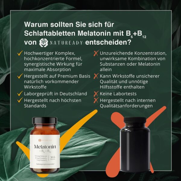 Genießen Sie 365 erholsame und entspannte Nächte mit insgesamt 365 Tabletten pro Packung, von denen Sie nur eine vor dem Schlafengehen einnehmen. (Vitamine B12 + B6) – Bild 3