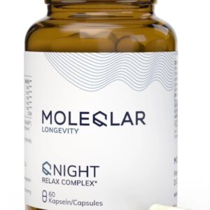 MoleQlar QNIGHT Relax Complex 60 Kapseln - Mit Ashwagandha (KSM66), melatoninhaltigem Sauerkirschextrakt und Magnesiumbisglycinat - Nahrungsergänzungsmittel mit innovativer Formulierung