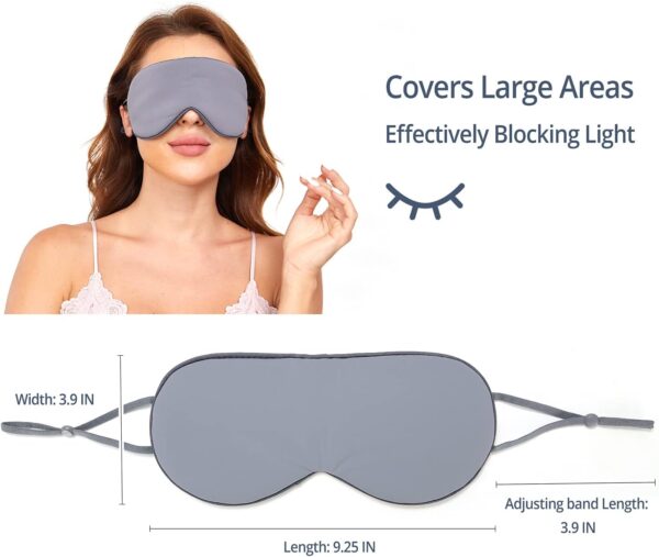 Schlafmaske Damen und Herren, Beidseitig Verwendbare schlafmaske seide, Schlafbrille, Bequemer Schlaf für zu Hause und auf Reisen Grau, Lila – Bild 3