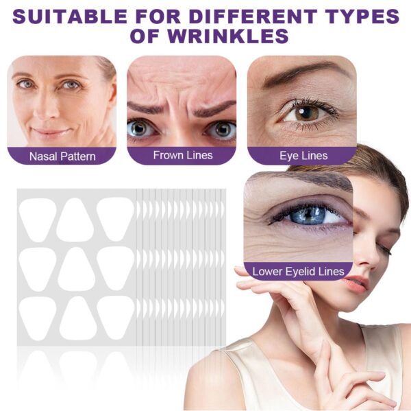 LOPHE Face Lifting Tape, 288 PCS Anti-Falten-Streifen für das Gesicht, Hautpflege-Pads zum Glätten von Augen, Mund & Stirn, Antialterung Anti-Falten-Pflaster Behandlung für Lifting über Nacht – Bild 5