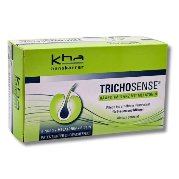Hans Karrer Trichosense Lösung, 30x 3 ml I Pflege bei erhöhtem Haarverlust für Frauen und Männer I Haarausfall I dünnes Haar I gesunde Haare I Melatonin I Biotin I Spar-Set plus Pharma Perle (1x) – Bild 2