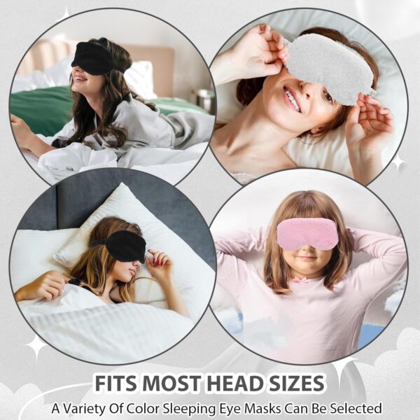 Qianyu 3 Stück Plüsch-Schlaf-Augenmasken Weich Flauschig Bequemer Verdunklungs Schlafmaske Nickerchen Schlafen Süße Schlaf-Augenbinde für Frauen, Männer, Reisen – Bild 7