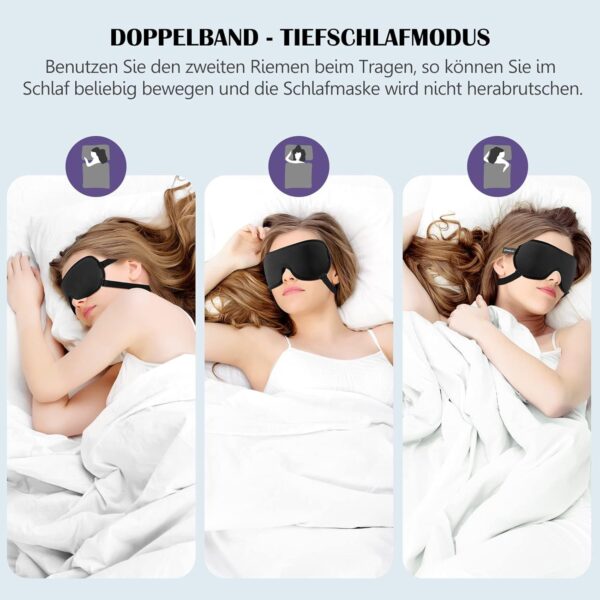Boniesun Anti-Rutsch-Schlafmaske, Dual-Mode Augenmaske für Frauen und Herren-Verbesserte 2.0 Version Perfekt Lichtblockierung mit 2 Riemen ohne zu rutschen – Bild 5