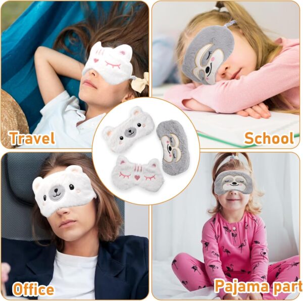 Schlafmaske für Kinder,3 Stück niedliche Tier-Schlafaugenmaske, Plüsch-Gesichtsmaske,Reise-Schlafaugenmaske,Schlafhilfe,verstellbare Augenmaske, dehnbar, weich und bequem,Schlafaugenmaske（Stil 1） – Bild 3