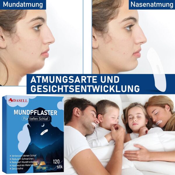 Schnarchstopper-Anti Schnarch, Mouth Tape for Sleeping 120 Stück, Mundpflaster Schlafen- Förderung der Nasenatmung, Schnarchen Stopper zur Verbesserung der Schlafqualität – Bild 2