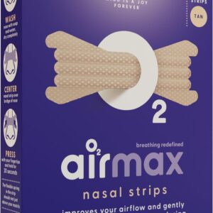 Air Max Nasenpflaster - Anti Schnarch Nasenstrips besser atmen - 30 Stück Hellbraune Farbe - Verbessert den Schlaf, reduziert Schnarchen, lindert verstopfte Nase und kann beim Sport verwendet werden