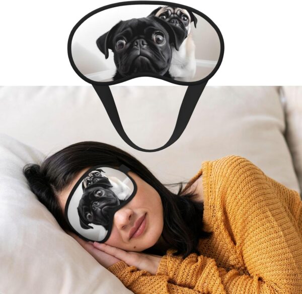 Schlafmaske mit niedlichem Mops-Motiv, für Damen und Herren, Augenmaske zum Schlafen, lichtblockierend, Schlafmaske mit elastischem Band, Augenbinde für Flugschläfer, weich, atmungsaktiv, – Bild 8