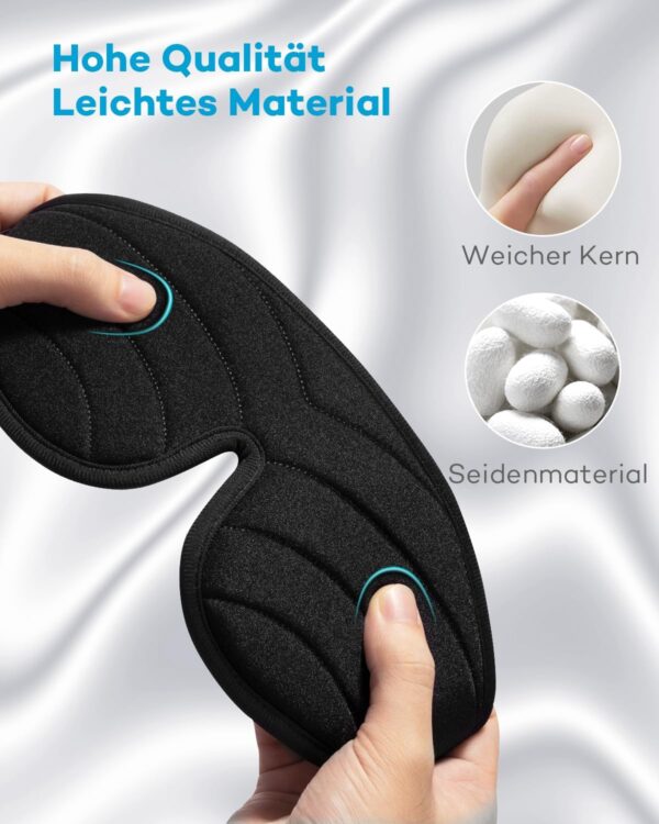 Schlafmaske für Frauen Herren, Umisleep 3D Konturierte Augenmaske, Superweich und Bequem, 100% Licht Blockierende Schlafbrille Augenbinde für Reisen, Schlaf, Schlaflosigkeit, Migräne (A-Schwarz) – Bild 5
