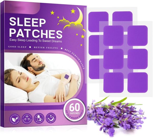 Schlafpflaster für Erwachsene, 60 Stück Melatonin Pflaster Durchschlafen Alle Natürlichen Tiefschlaf Pflaster, Schlaf Fördernde Aufkleber für Männer und Frauen, Einschlafhilfe