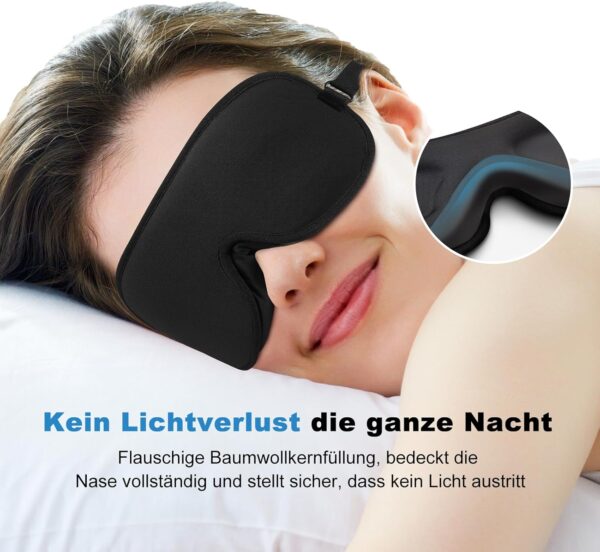 Boniesun 3D Schlafmaske für Seitenschläfer, Verdunklungs-Augenmaske für Männer und Frauen, Ultradünne Design, Angenehm und atmungsaktiv zu tragen – Bild 2