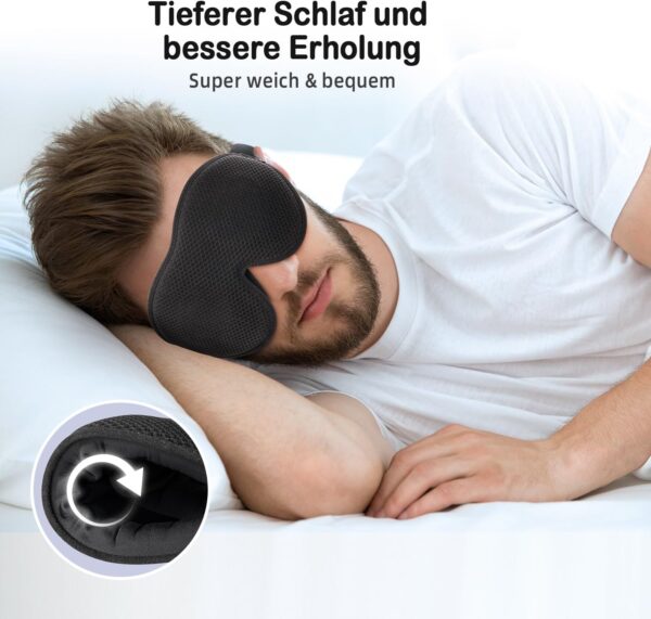 OnaEz Seitliche Schlafmaske für Männer und Frauen, Modified 3D Mesh, Atmungsaktive Komfort-Augenmaske, 13mm Augenhöhlen, Nasenpads, 100% lichtblockierende Schlafbrille,für Reisen und Yoga – Bild 3