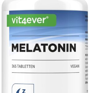 Melatonin - 365 Tabletten - 0,5 mg pro Tagesdosis (1/2 Tablette) - Laborgeprüft - Ohne unerwünschte Zusätze - Hochdosiert - Vegan
