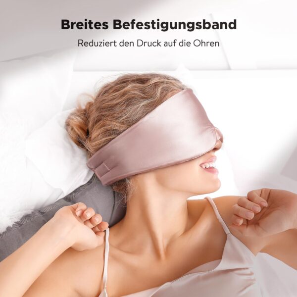 LitBear Seiden Schlafmaske, Augenmaske für Frauen & Männer, 100% 22 Momme reine Maulbeerseide, Gesicht anpassende gepolsterte Seiden Augenbinde mit verstellbarem Kopfband für den Schlafcount – Bild 4