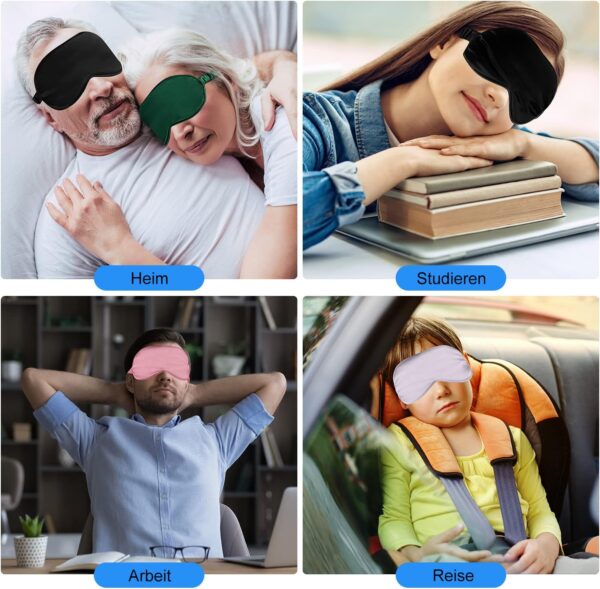 supregear Seiden Schlafmasken, Bequeme Nachtschlaf Seiden Augenmaske Satin Augenabdeckung mit Gummiband für Yoga Reisen Nickerchen Frauen Männer, 4er-Pack, Farblich Sortiert – Bild 7