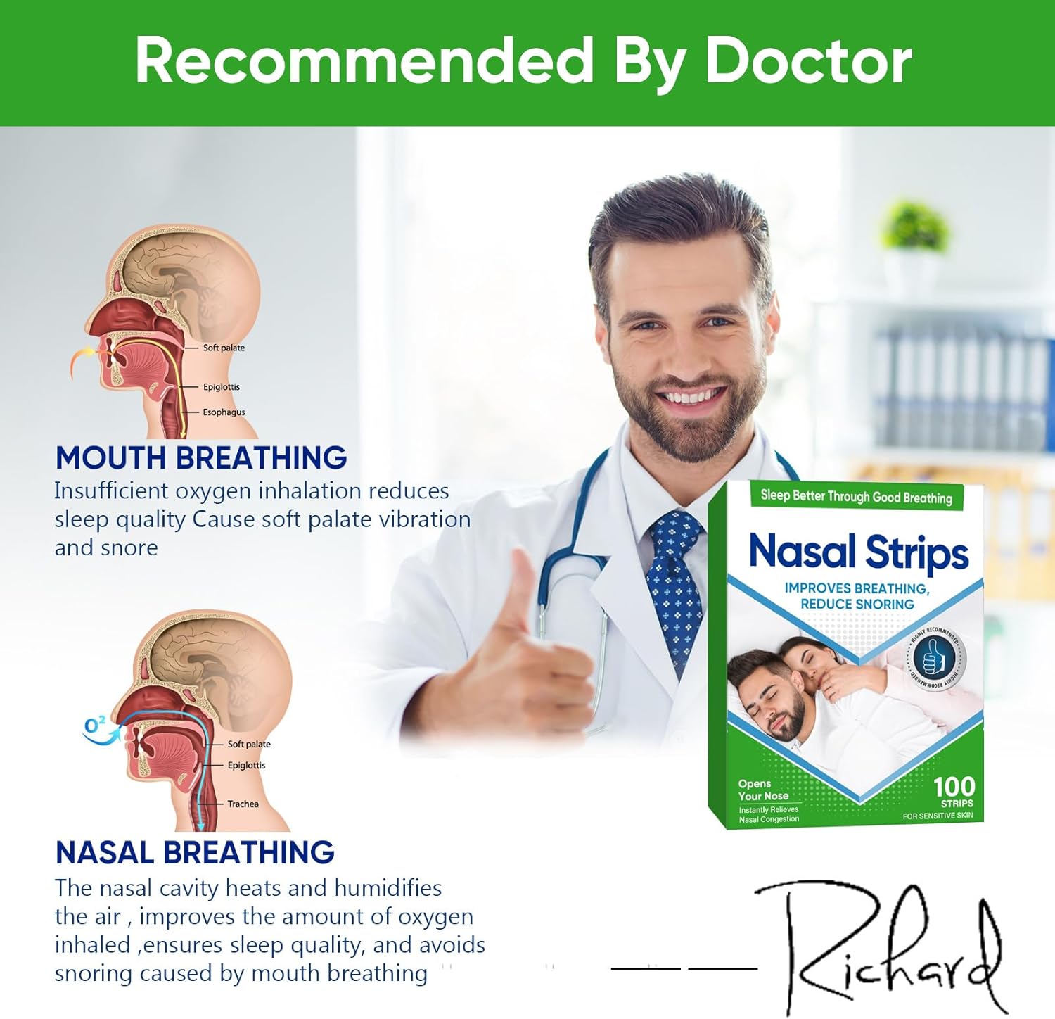 Nasenpflaster, Anti Schnarch, Nasenpflaster Besser Atmen, Extra Starker Nasenstrips, Lindern Eine Verstopfte Nase Aufgrund Allergien, Schnupfen-100 Stück – Bild 4
