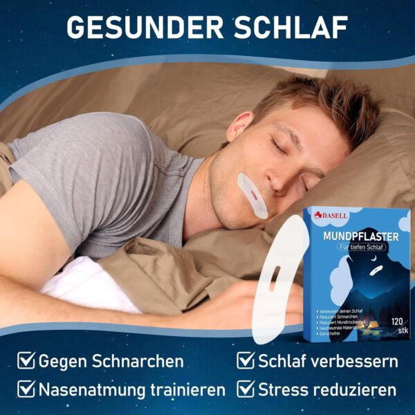 Schnarchstopper-Anti Schnarch, Mouth Tape for Sleeping 120 Stück, Mundpflaster Schlafen- Förderung der Nasenatmung, Schnarchen Stopper zur Verbesserung der Schlafqualität – Bild 3