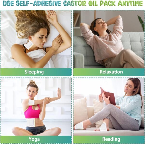 YCCOKJJ 30 Stück Castor Oil Patches Einweg Selbstklebende Castor Oil Pack Bio Rizinusöl Pflaster, 3 Größen Rizinusöl Packungen, Sehr Saugfähig und ölbeständig Ohne Waschen(Ohne Öl) – Bild 8