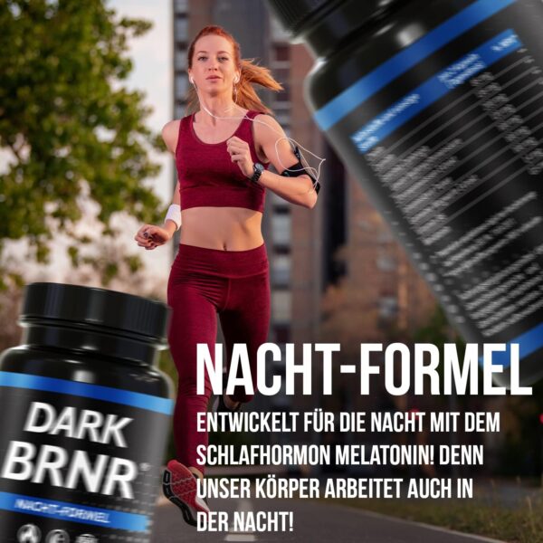 BRNR DARK BRNR Nacht-Formel mit Melatonin und L-Carnitin, Stoffwechsel-Rezeptur mit Cholin und Vitamin B6, 120 Kapseln – Bild 7