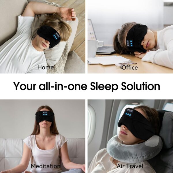 Schlafmaske, Seitenschläfer, Schlafmaske mit Kopfhörer Bluetooth, 100% Lichtundurchlässige Augenmaske für Reisen, Nickerchen, Yoga, Meditation für Frauen Herren – Bild 7