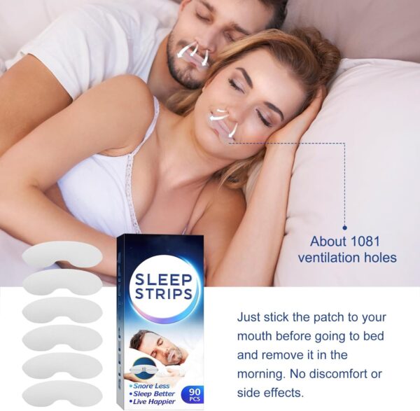 Mouth Tape for Sleeping,Mundpflaster Gegen Schnarchen,90PCS Anti Schnarch Pflaster und Schnarchpflaster Sleep Tap,Mundkleber Schnarchstopper,Mund Tape Schlaf für Besser Schlafen und Atmen – Bild 8