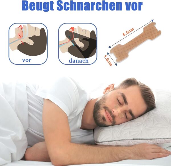 EUDUQ Nasenstrips Schnarchen,30 Stück Nasenstreifen,55x16mm Anti Schnarch Pflaster,Hochwertige Nasal Strips,Schnarchstopper Pflaster,Nasenpflaster besser atmen für Sport und Schlaf – Bild 2